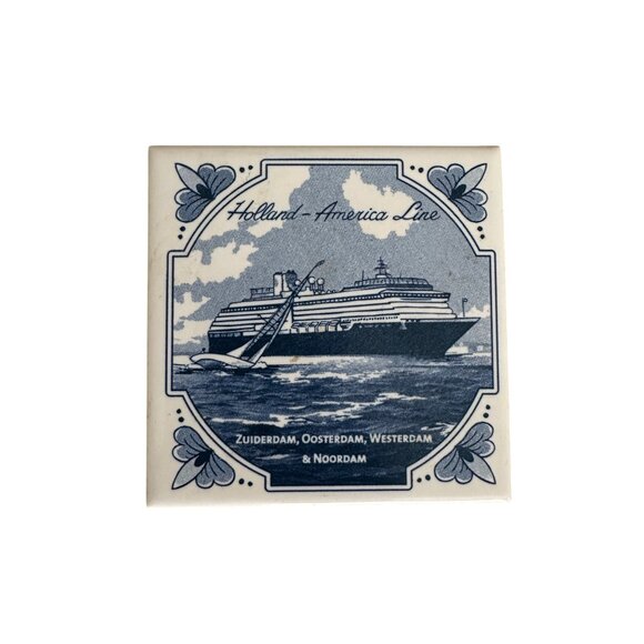Holland America Line Ceramic Tile Coasters Set Of 2 With Cork Backing - Picture 3 of 6